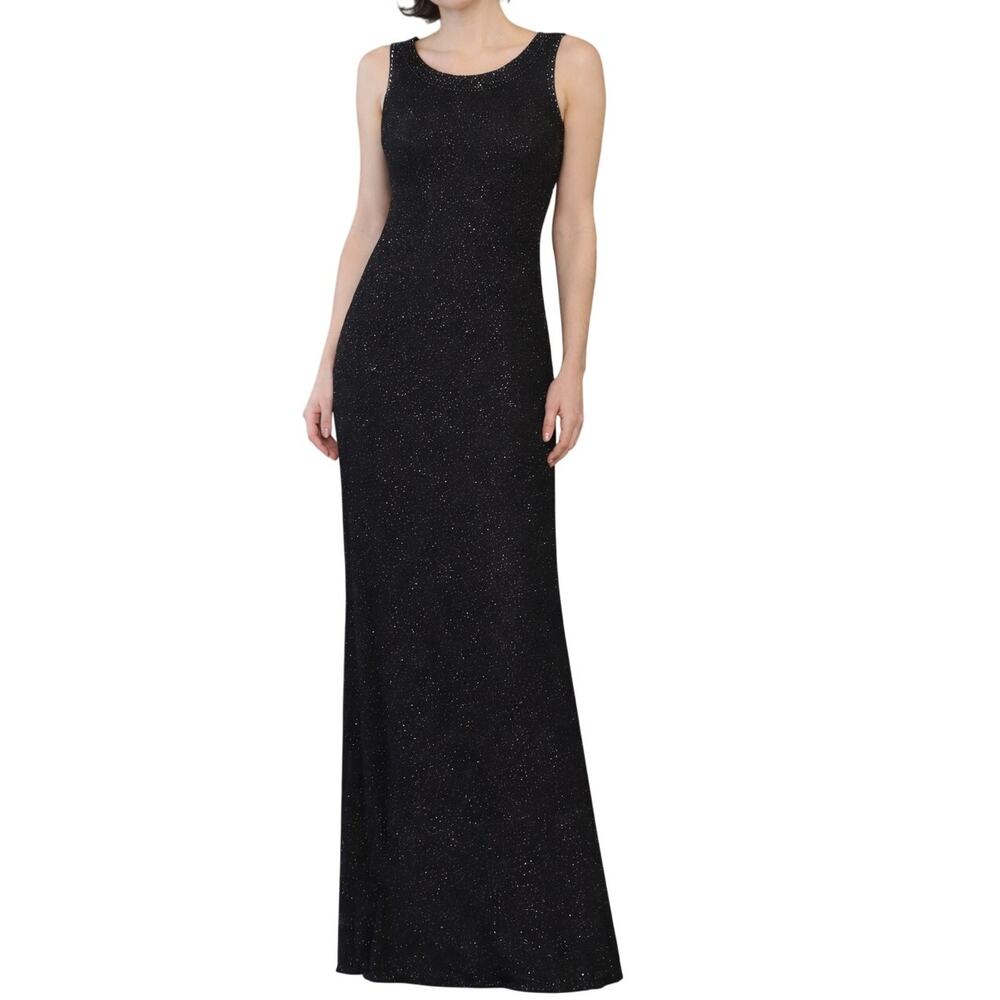 LAURENCE KAZAR Vintage Deadstock Beaded Gown Maxi Dress Black 1X